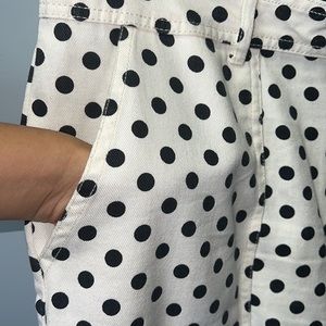 Who What Wear Women's Black Polka Dot Mid-Rise Ankle Length Pants